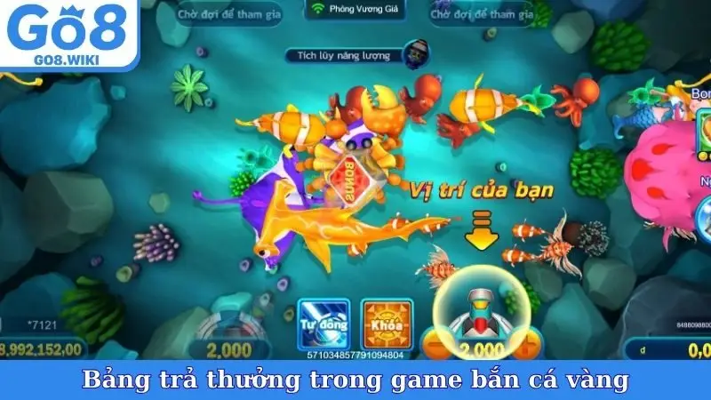Bảng trả thưởng trong game bắn cá vàng