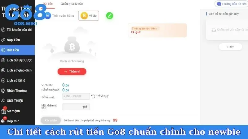 Chi tiết cách rút tiền Go8 chuẩn chỉnh cho newbie