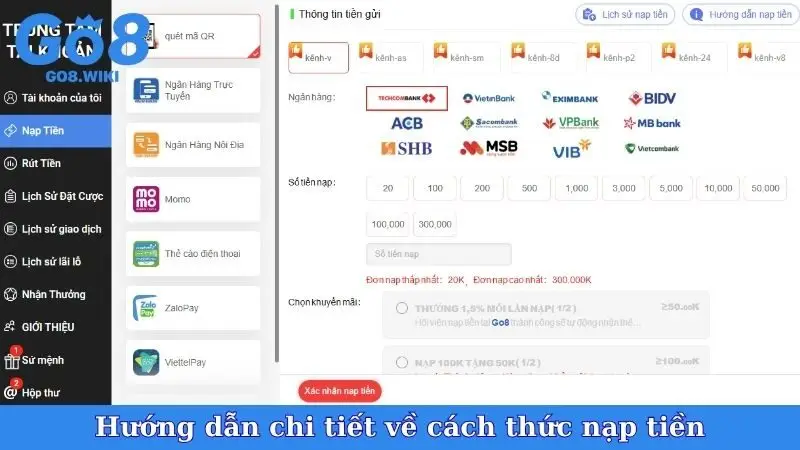 Hướng dẫn chi tiết về cách thức nạp tiền