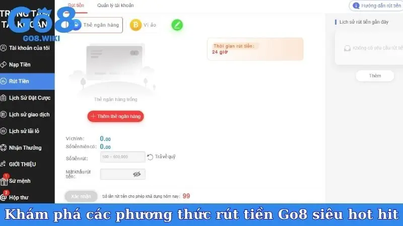 Khám phá các phương thức rút tiền Go8 siêu hot hit