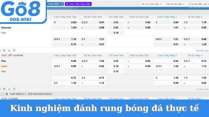 Kinh nghiệm đánh rung bóng đá thực tế